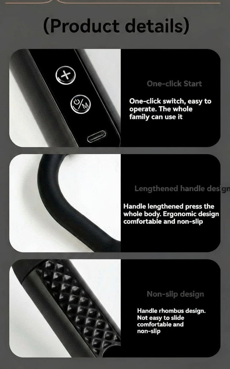 TheraFlex™ Smart Fascia Massage Gun – Long Handle Electric Deep Tissue Massager for Full Body Relaxation & Fatigue Relief (2025 Upgrade)